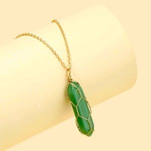 Green Adventurine Pendant with Gold Wrapping